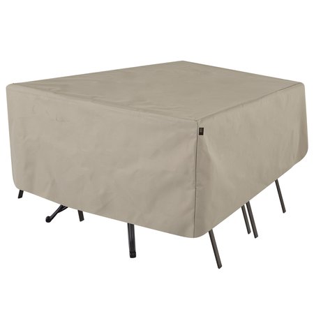 Modern Leisure Chalet Rect/Oval Patio Table & Chair Set Cover, 72 in. L x 44 in. W x 23 in. H, Beige 2923